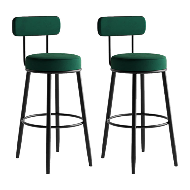 Industrial Backrest Counter Stool Iron Cafe Bar Stool with Pedal and Velvet Cushion