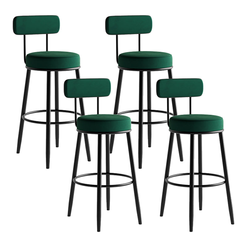 Industrial Backrest Counter Stool Iron Cafe Bar Stool with Pedal and Velvet Cushion