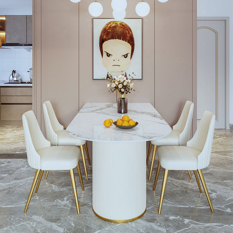 Glam 1/3/5 Pieces Dining Set Rectangle Stone Dining Table for Dining Room