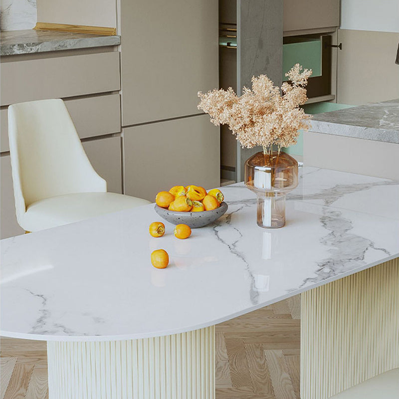 Glam 1/3/5 Pieces Dining Set Rectangle Stone Dining Table for Dining Room
