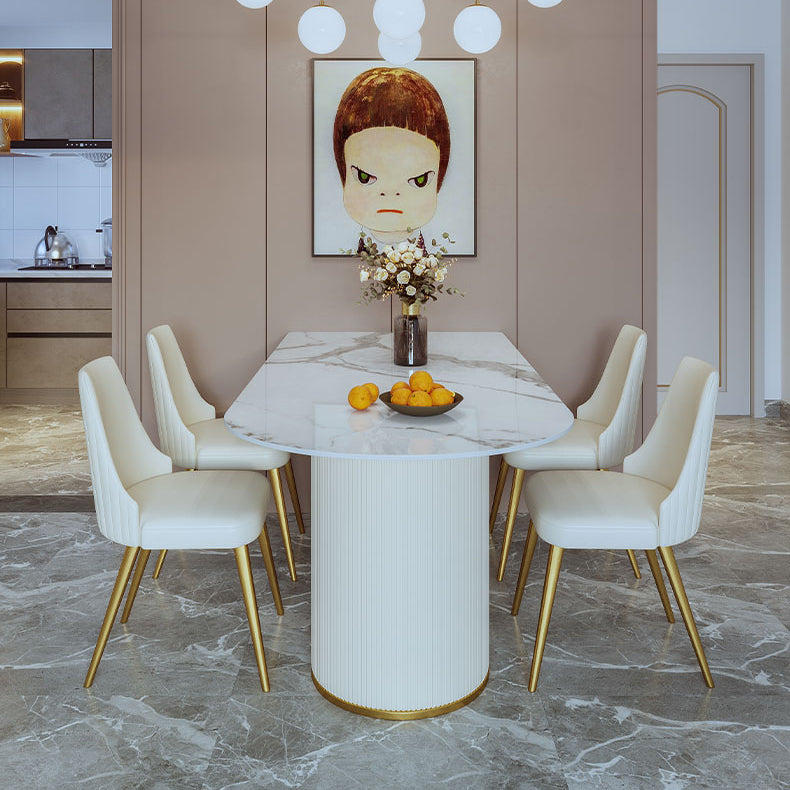 Glam 1/3/5 Pieces Dining Set Rectangle Stone Dining Table for Dining Room