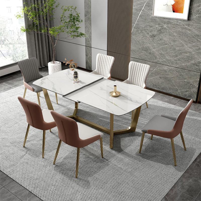 Glam 1/4/5/7 Pieces Scalable Dinette Set with Sintered Stone Rectangle Dining Table Set