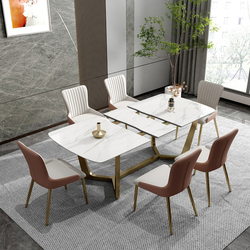 Glam 1/4/5/7 Pieces Scalable Dinette Set with Sintered Stone Rectangle Dining Table Set