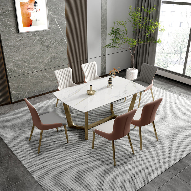 Glam 1/4/5/7 Pieces Scalable Dinette Set with Sintered Stone Rectangle Dining Table Set