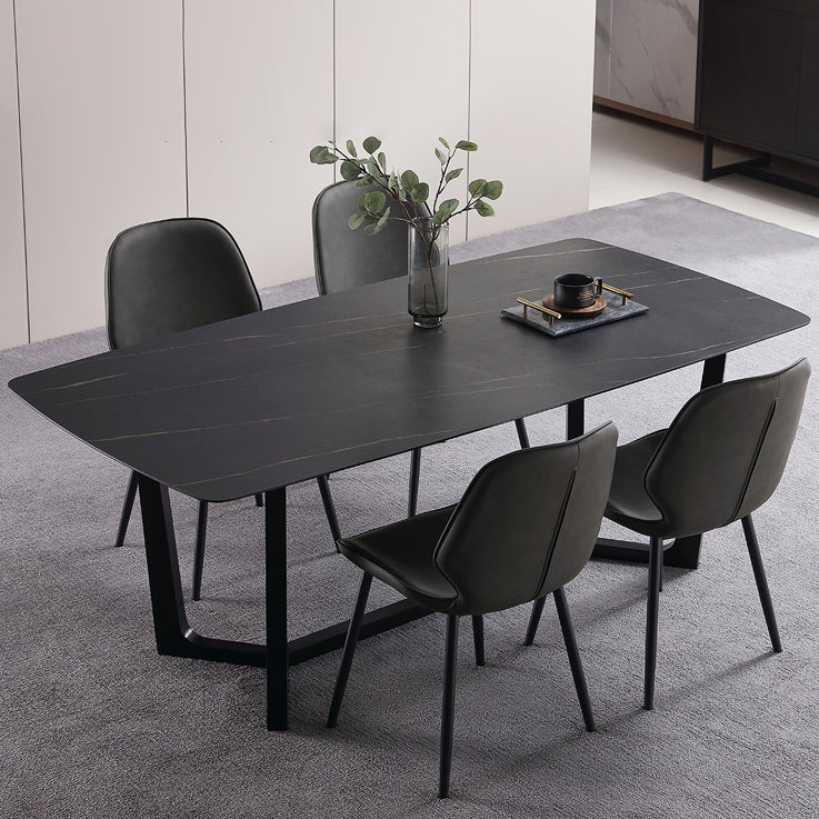 Modern 1/2/3/5 Pieces Dinette Set with Black Sintered Stone Top Rectangle Dining Table Set