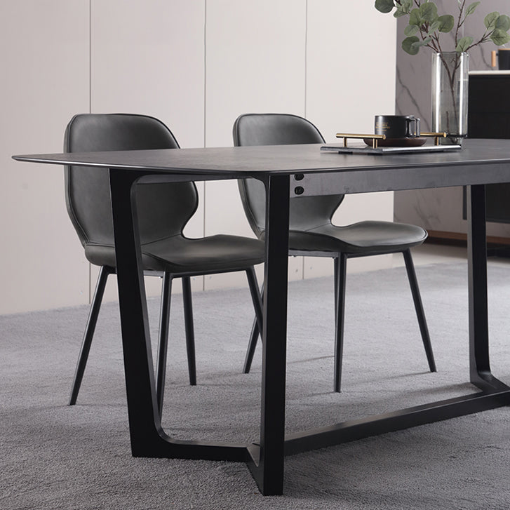 Modern 1/2/3/5 Pieces Dinette Set with Black Sintered Stone Top Rectangle Dining Table Set