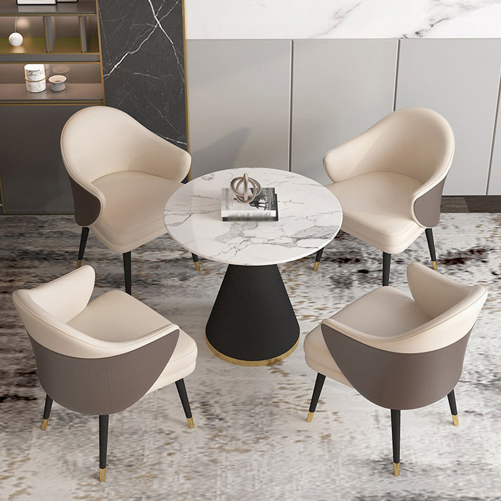 Glam 1/2/5 Pieces Dining Set Round Shape Sintered Stone Dining Table Set