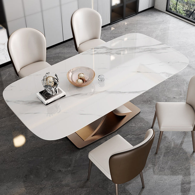 1/4/5/6 Pieces Dining Chairs Set White Rectangular Sintered Stone Top Dining Set for Home