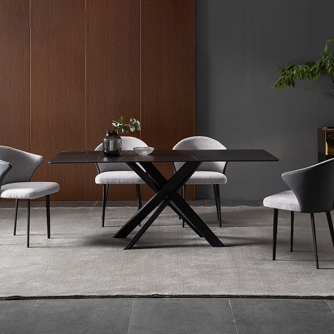 1/2/5/7 Pieces Dining Chairs Set  Black Sintered Stone Dining Table Set for Home