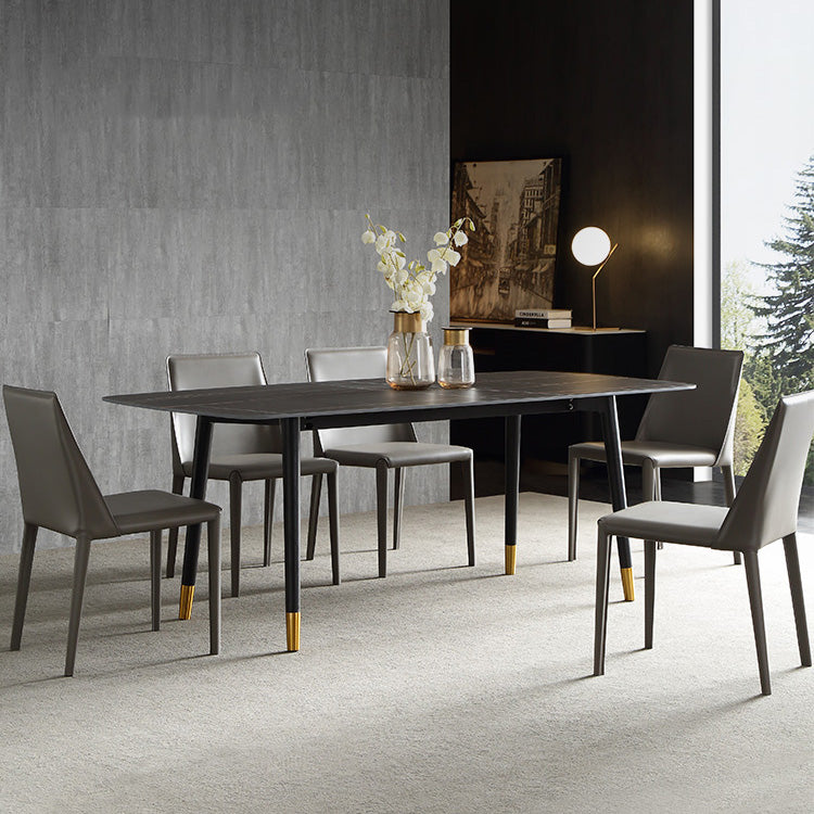 Modern 1/4/5/6/7 Pieces Dining Set Sintered Stone Dining Table with Leather Chairs