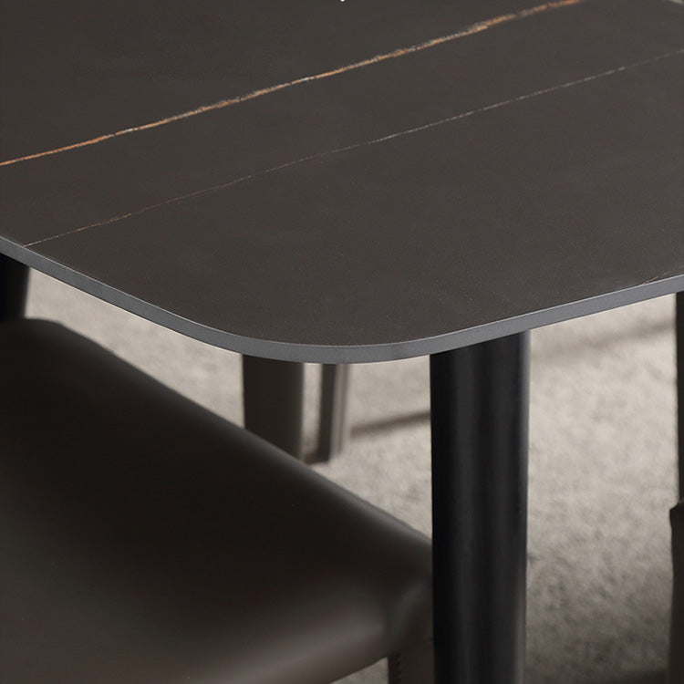 Modern 1/4/5/6/7 Pieces Dining Set Sintered Stone Dining Table with Leather Chairs
