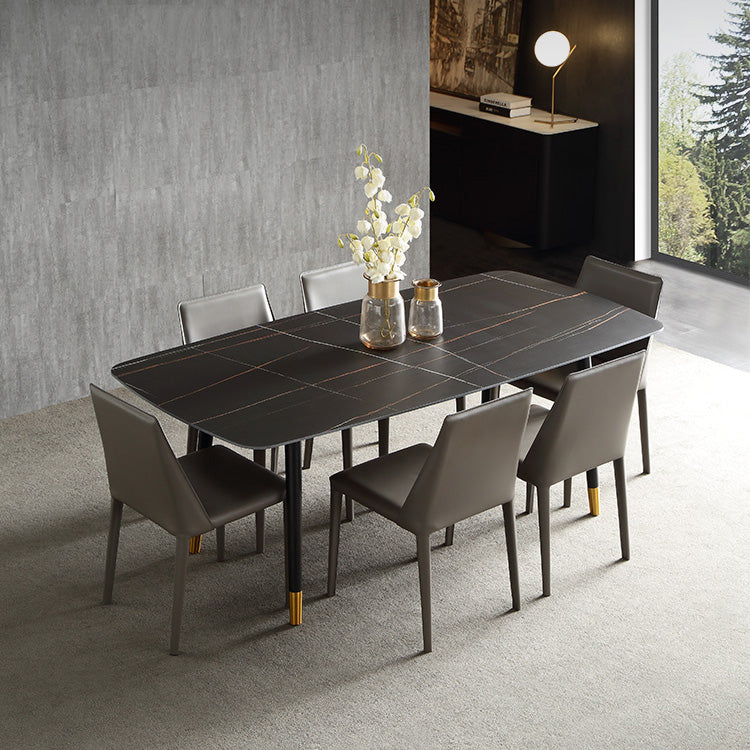 Modern 1/4/5/6/7 Pieces Dining Set Sintered Stone Dining Table with Leather Chairs