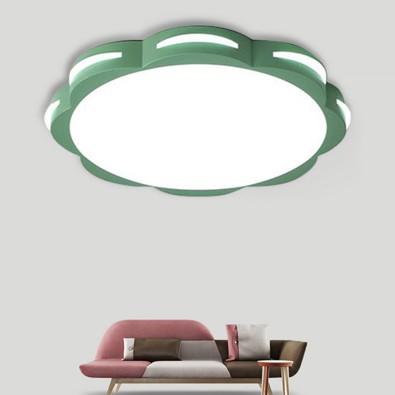 Bedroom Ceiling Lighting LED, Macaron Flush Mount Light with Acrylic Floral Shade for Girls
