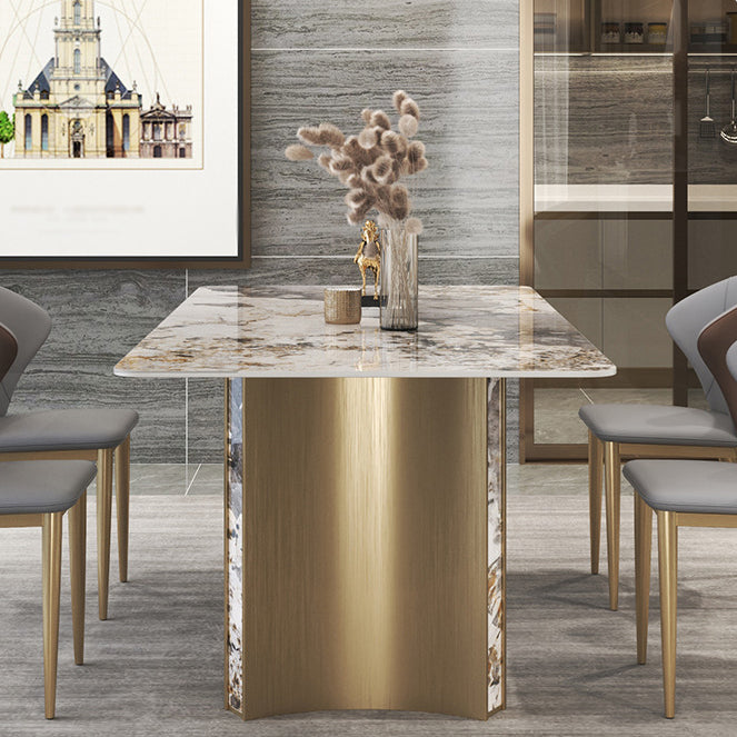Luxury 1/3/4/5/7 Pieces Dining Set Sintered Stone Top Dining Table with Leather Chairs