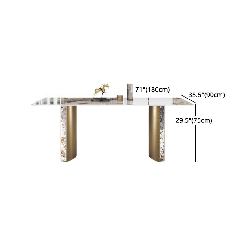 Luxury 1/3/4/5/7 Pieces Dining Set Sintered Stone Top Dining Table with Leather Chairs