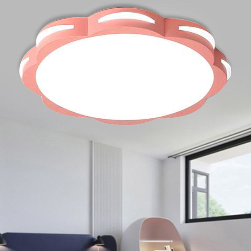 Bedroom Ceiling Lighting LED, Macaron Flush Mount Light with Acrylic Floral Shade for Girls