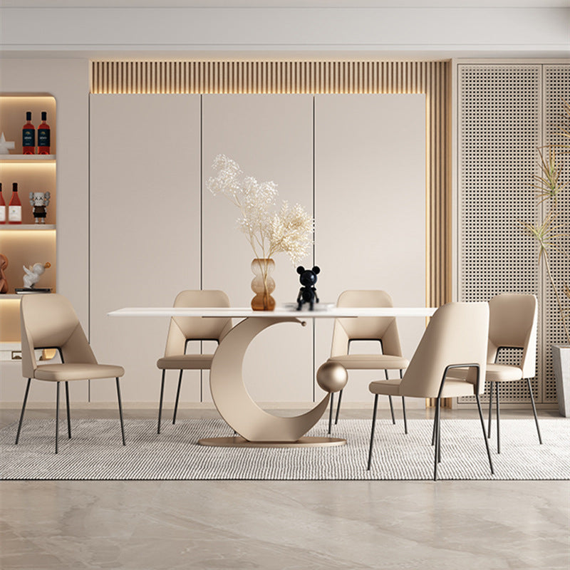 1/2/6/7 Pieces Dining Chairs Set  Table Set with Sintered Stone Top with Leather Chairs