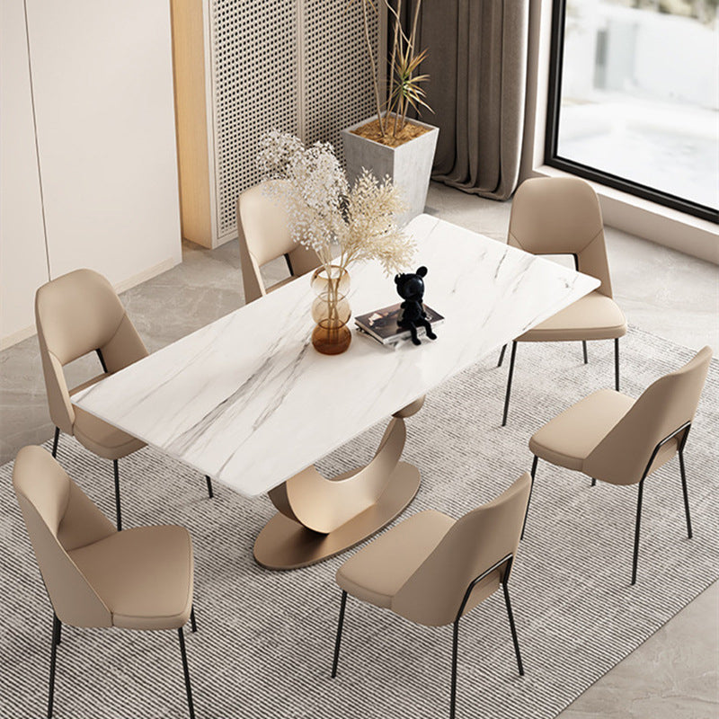 1/2/6/7 Pieces Dining Chairs Set  Table Set with Sintered Stone Top with Leather Chairs