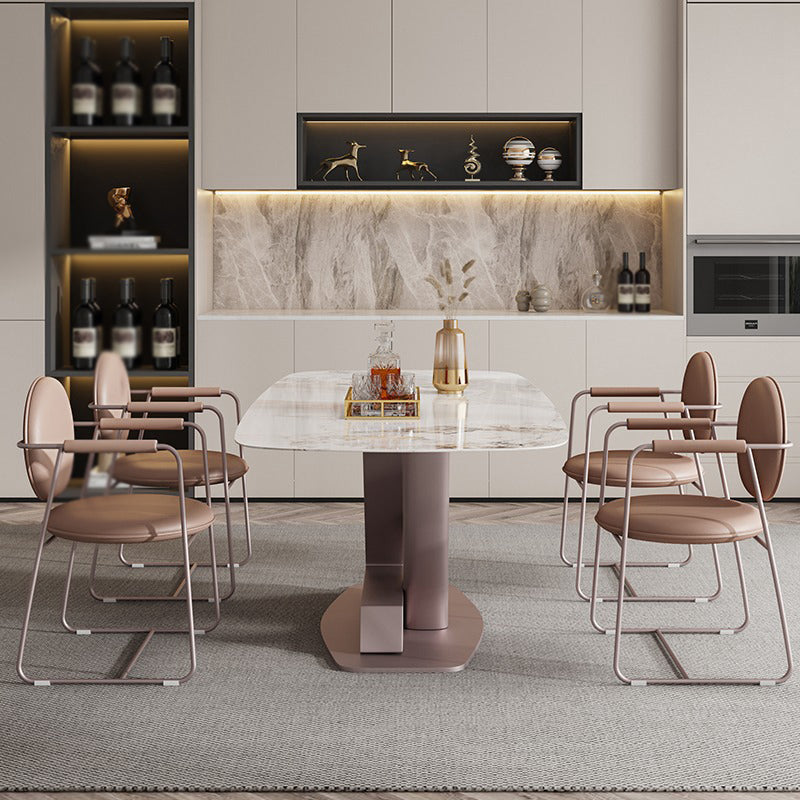 Contemporary 1/4/5/7 Pieces Dining Set Rectangle Dining Table Set with Pedestal Base