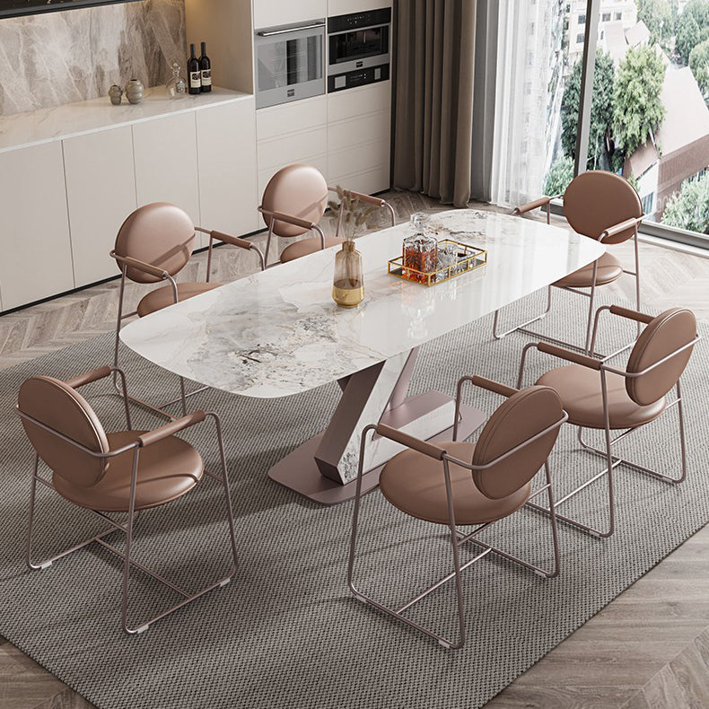 Contemporary 1/4/5/7 Pieces Dining Set Rectangle Dining Table Set with Pedestal Base