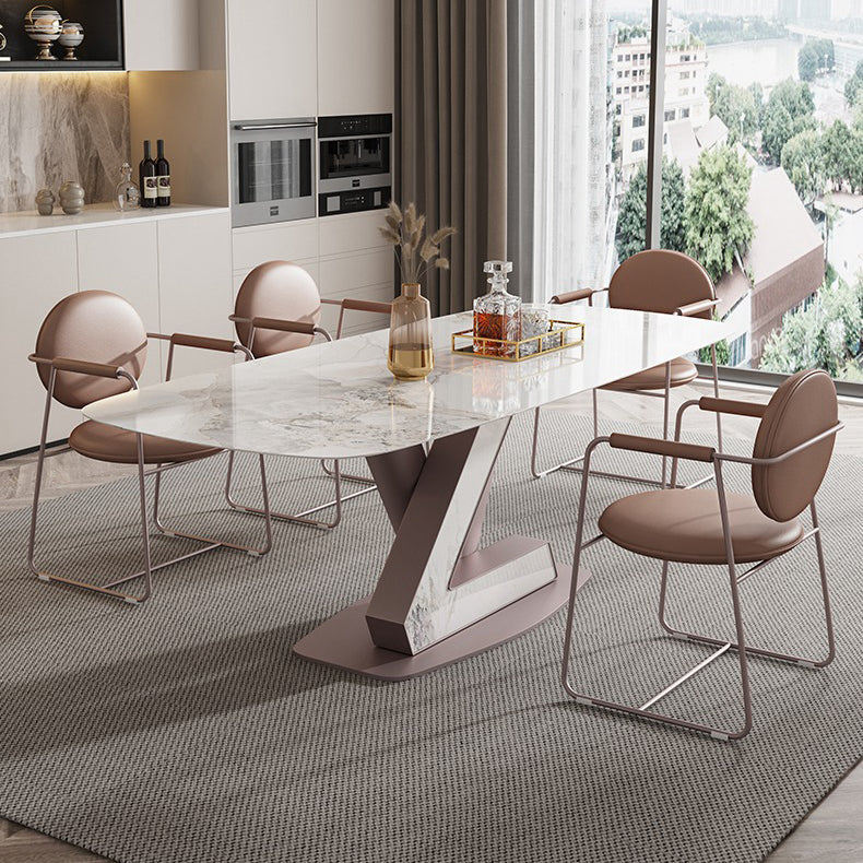 Contemporary 1/4/5/7 Pieces Dining Set Rectangle Dining Table Set with Pedestal Base