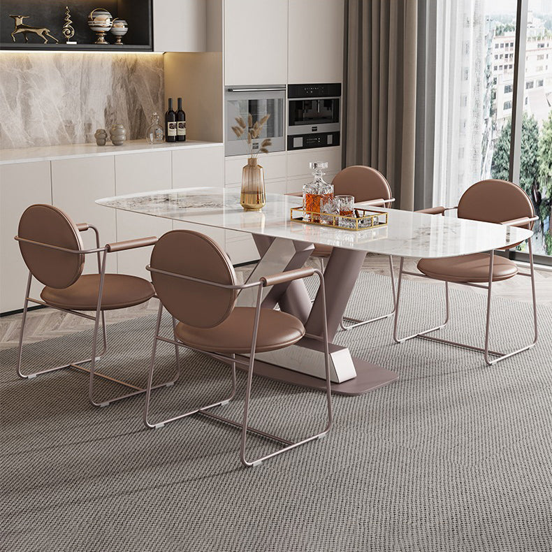 Contemporary 1/4/5/7 Pieces Dining Set Rectangle Dining Table Set with Pedestal Base