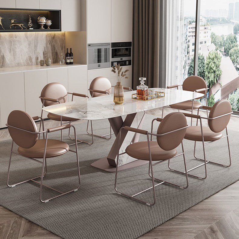 Contemporary 1/4/5/7 Pieces Dining Set Rectangle Dining Table Set with Pedestal Base
