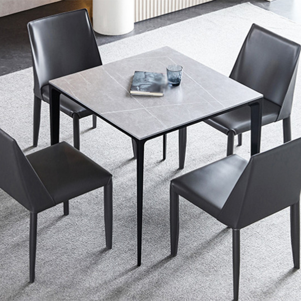 Industrial Style 4 Legs Furniture Stone Square Dining Table for Dining Room
