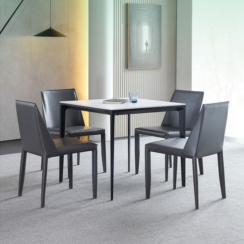Industrial Style 4 Legs Furniture Stone Square Dining Table for Dining Room