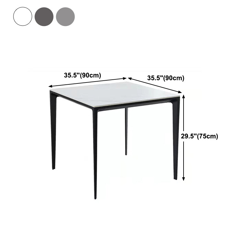 Industrial Style 4 Legs Furniture Stone Square Dining Table for Dining Room