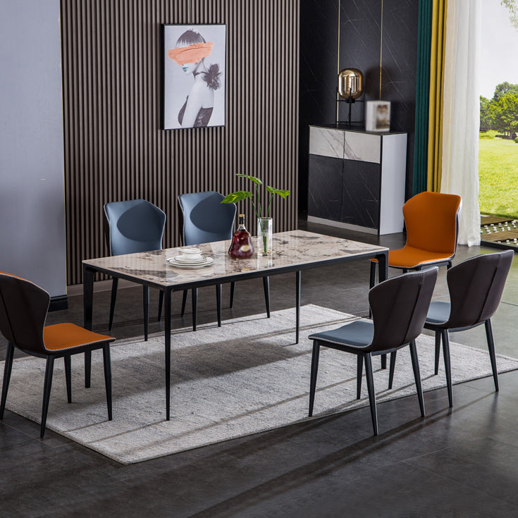 Sintered Stone Table for Restaurant Industrial Rectangle Dining Table with 4 Legs