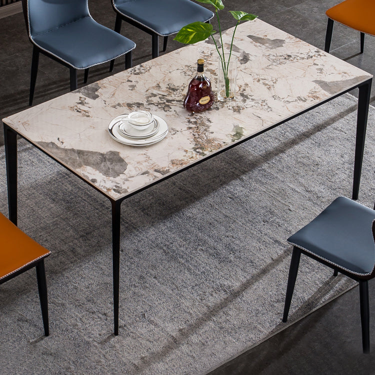 Sintered Stone Table for Restaurant Industrial Rectangle Dining Table with 4 Legs