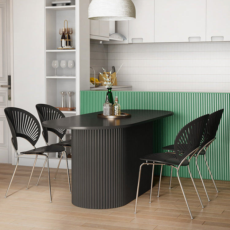 Solid Wood Base Contemporary Oval Indoor Table Pedestal Table for Dining Room