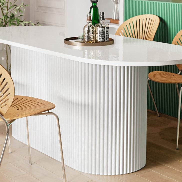 Solid Wood Base Contemporary Oval Indoor Table Pedestal Table for Dining Room