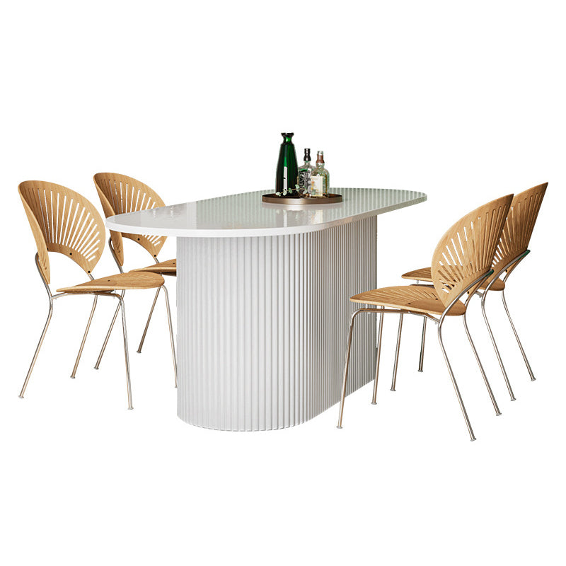 Solid Wood Base Contemporary Oval Indoor Table Pedestal Table for Dining Room
