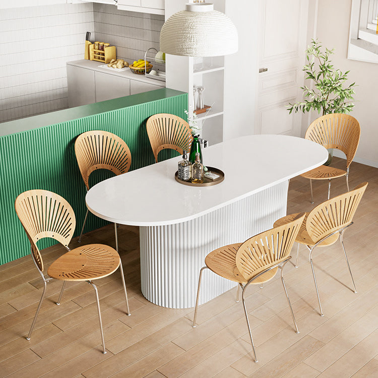 Solid Wood Base Contemporary Oval Indoor Table Pedestal Table for Dining Room