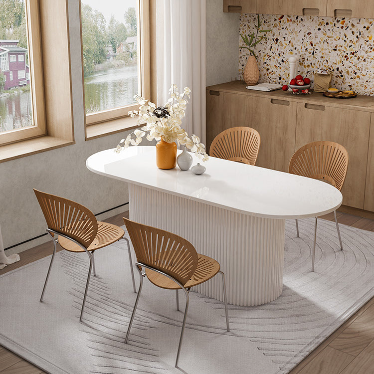 Solid Wood Base Contemporary Oval Indoor Table Pedestal Table for Dining Room