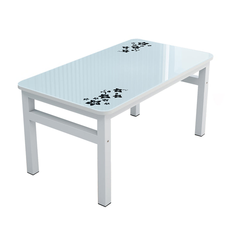 Metal Modern Rectangle Dining Table Glass Top Table for Dining Room and Kitchen