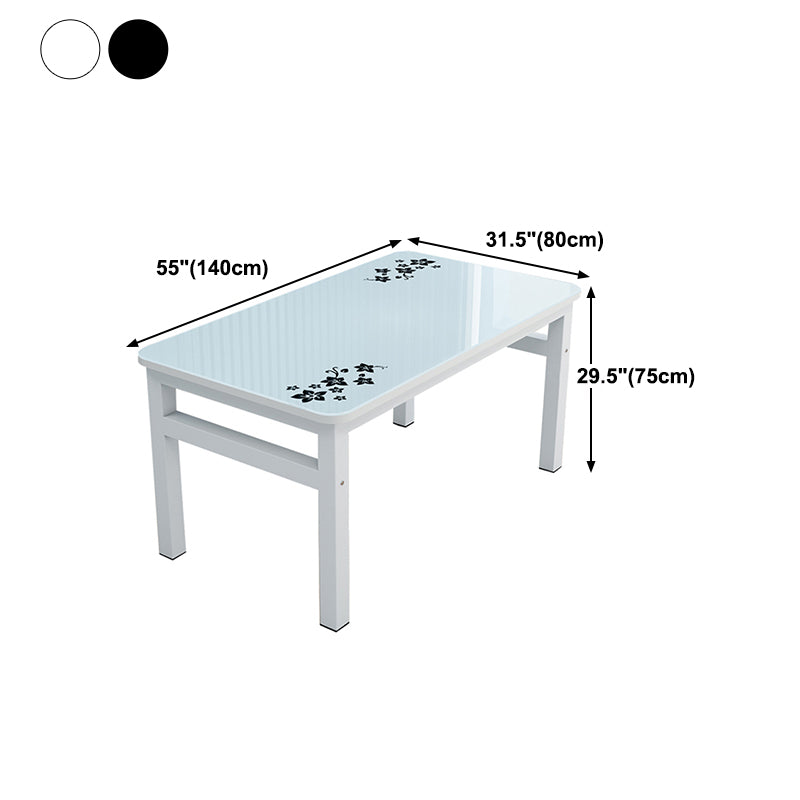 Metal Modern Rectangle Dining Table Glass Top Table for Dining Room and Kitchen