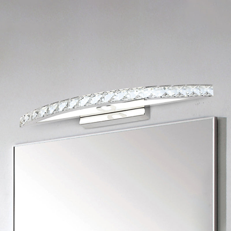 Éclairage de vanité en forme d'archers Crystal Crystal Silver Mury Lumière en lumière chaude / blanche pour salle de bain, 17 "/ 21" /27,5 "de large
