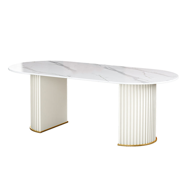 Stone Top Dining Table Contemporary Oval Dining Table with Sled Base