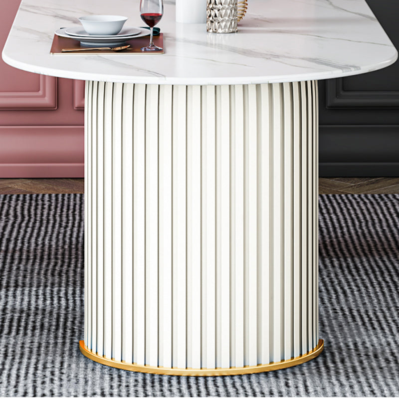 Stone Top Dining Table Contemporary Oval Dining Table with Sled Base