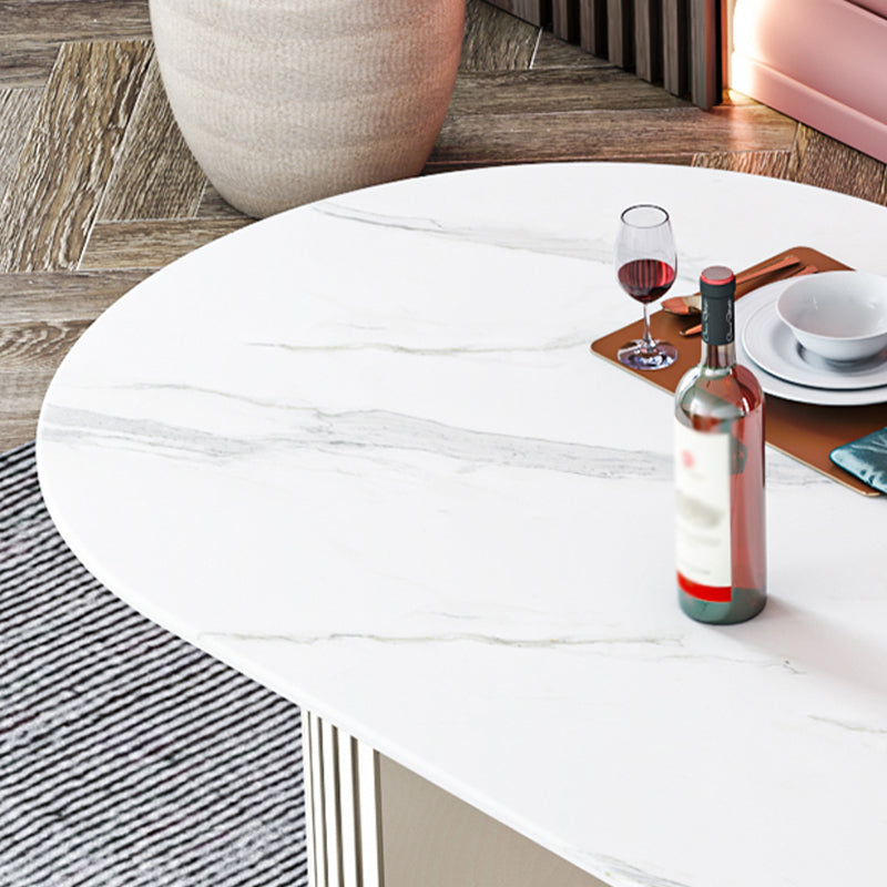 Stone Top Dining Table Contemporary Oval Dining Table with Sled Base