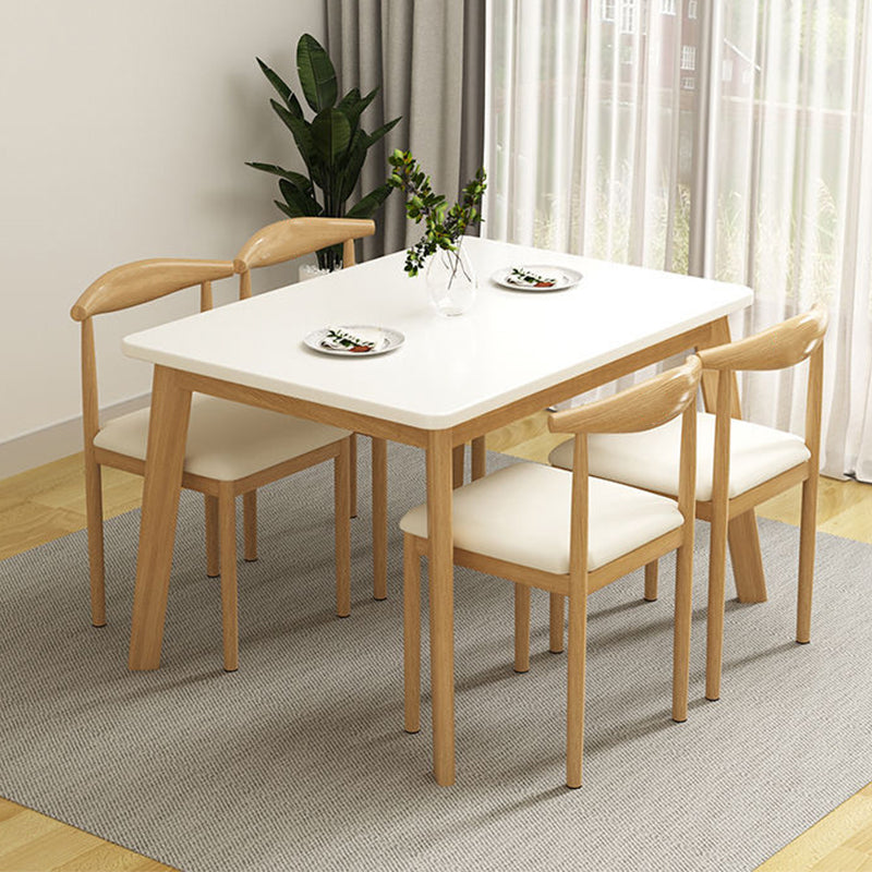 Rectangle Dining Table Mid-Century Modern Dining Table with 4 Wood Legs