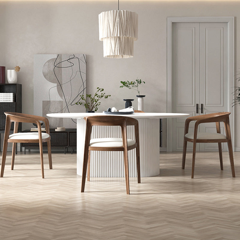 White Top Dining Table Traditional Luxury Oval Table with Pedestal Base