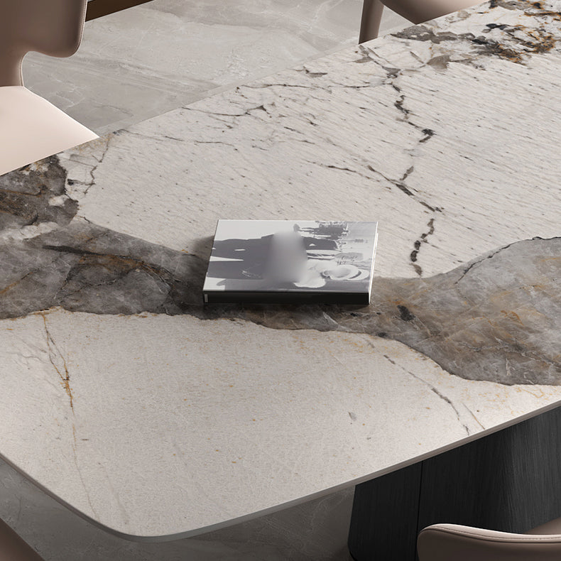 Rectangle Stone Dining Table Modern Dining Table with Pedestal Base
