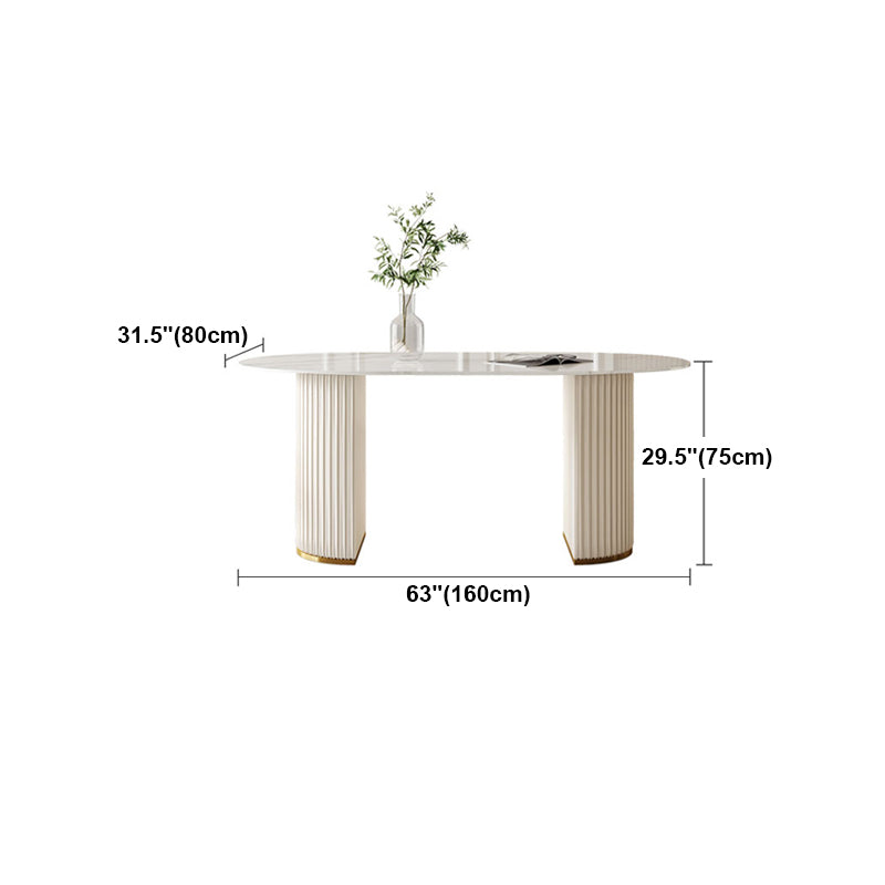 Traditional Luxury Dining Table Oval Sintered Stone White Dining Table for Home Use
