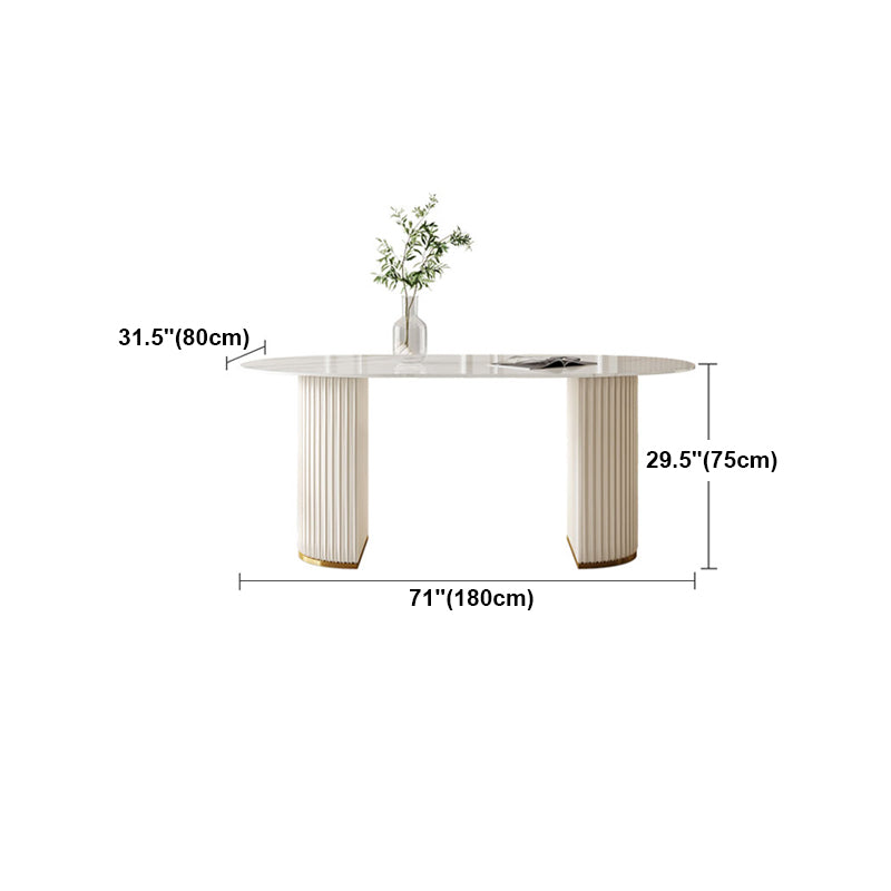 Traditional Luxury Dining Table Oval Sintered Stone White Dining Table for Home Use