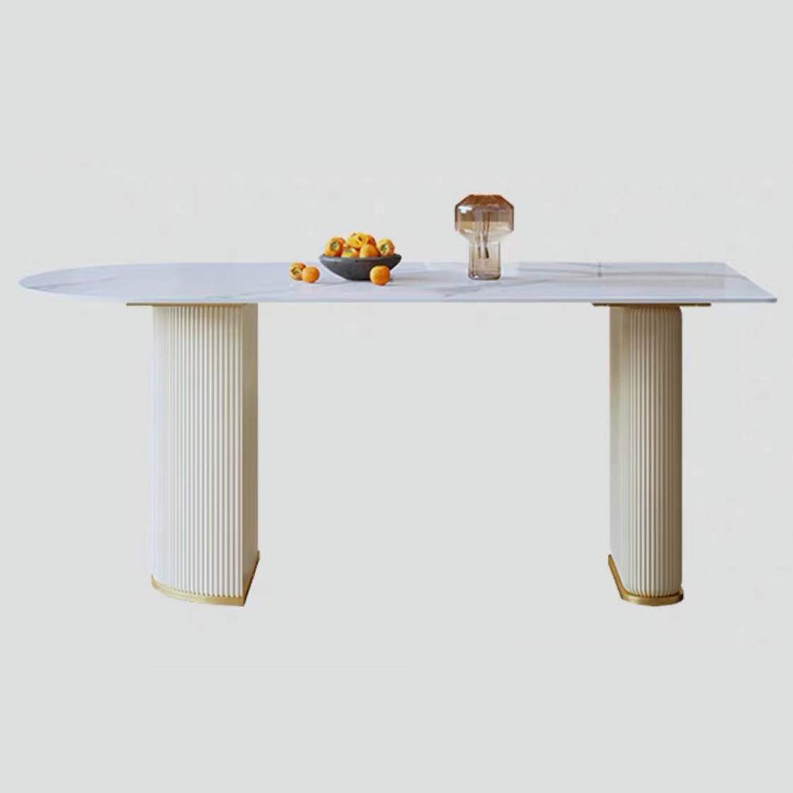Traditional Luxury Dining Table White Sintered Stone Dining Table for Kitchen
