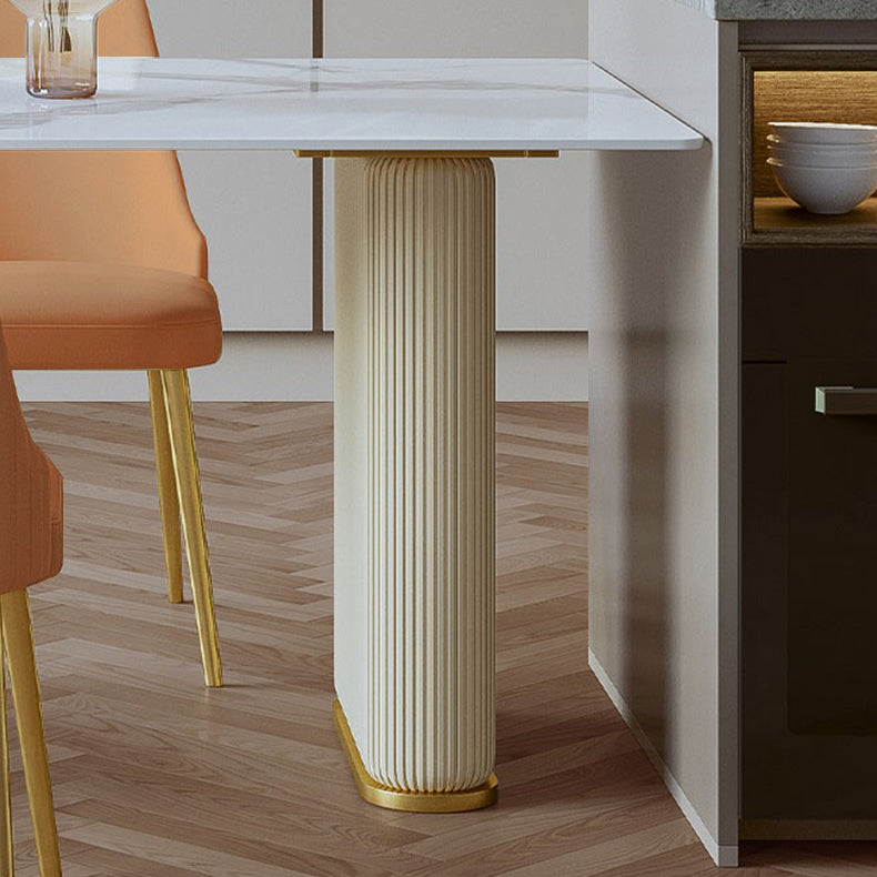 Traditional Luxury Dining Table White Sintered Stone Dining Table for Kitchen